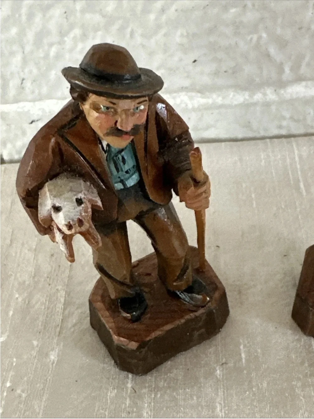 Vintage Hand Carved Wood Couple Figure Man-PIG Woman-CHICKEN GERMANY