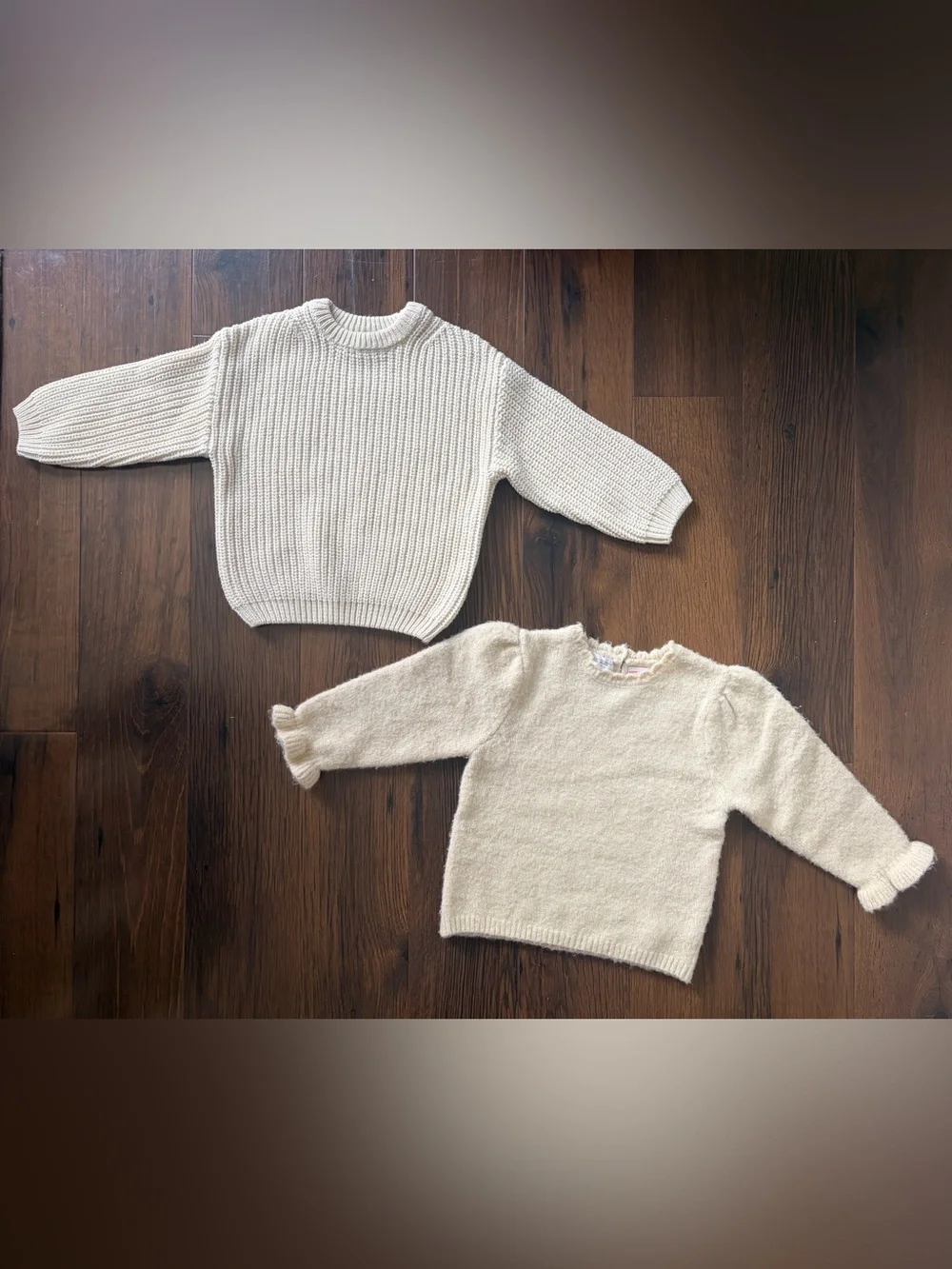 Zara Set of 2 Cream Knit Baby Toddler Sweater, Size 12-18 months