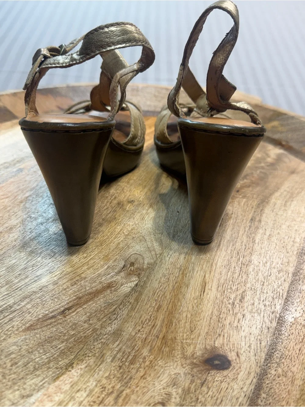 Gold Leather Heels Børn Metallic Platform Party Sandals Size 9