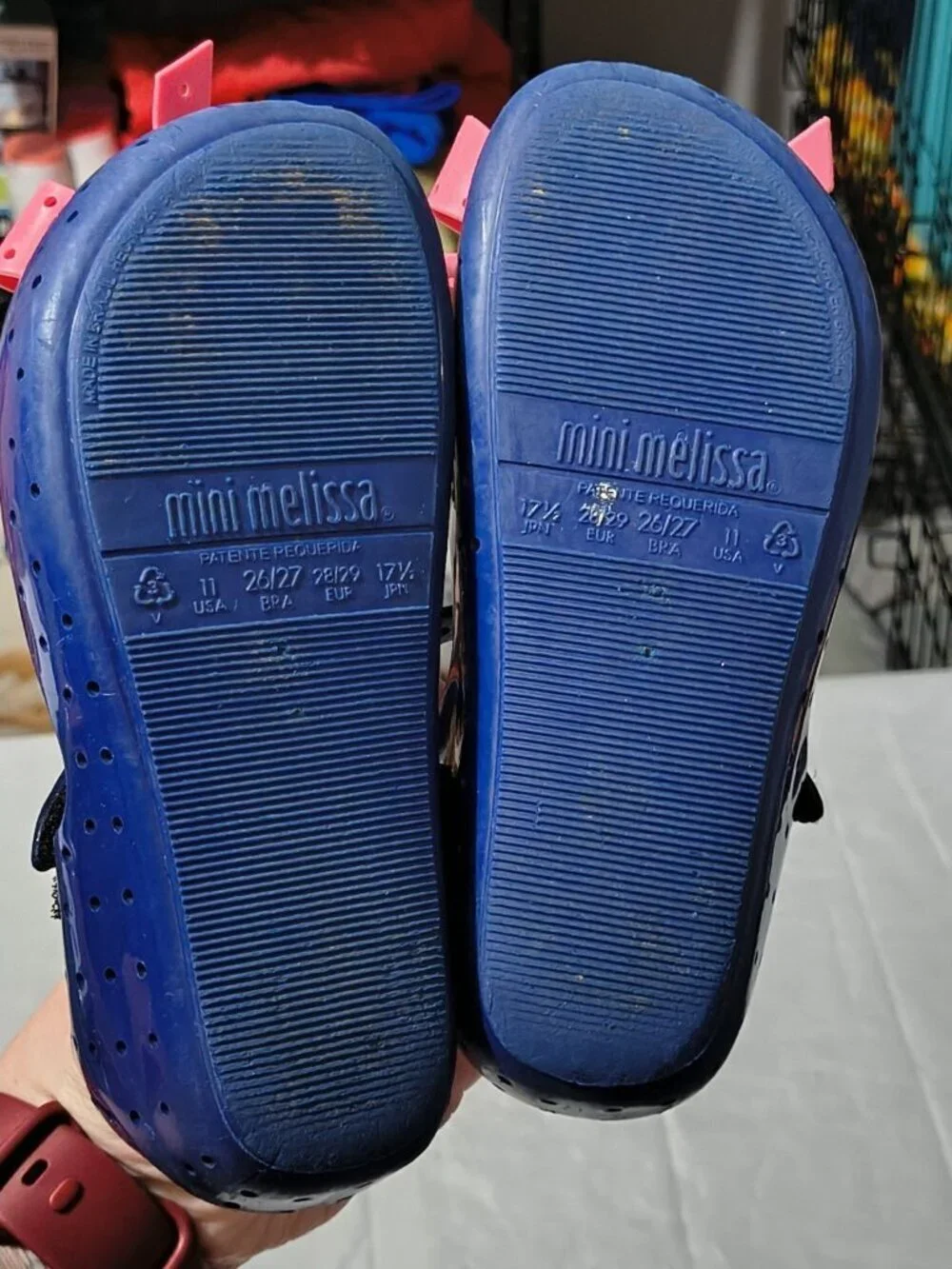 Mini Melissa Navy Blue Furadinha XL Mary Jane Flats Girls Size 11