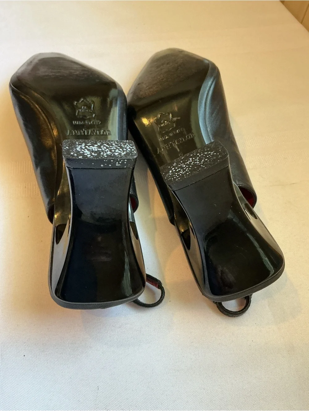 Vintage Ann Taylor, Black Leather Square Toe Slingback Heels, Italy Size 8M