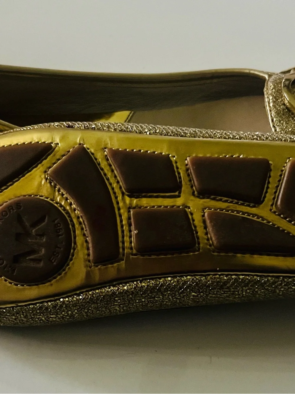 Michael Kors Sparkling Gold MK Logo Ballet Flats