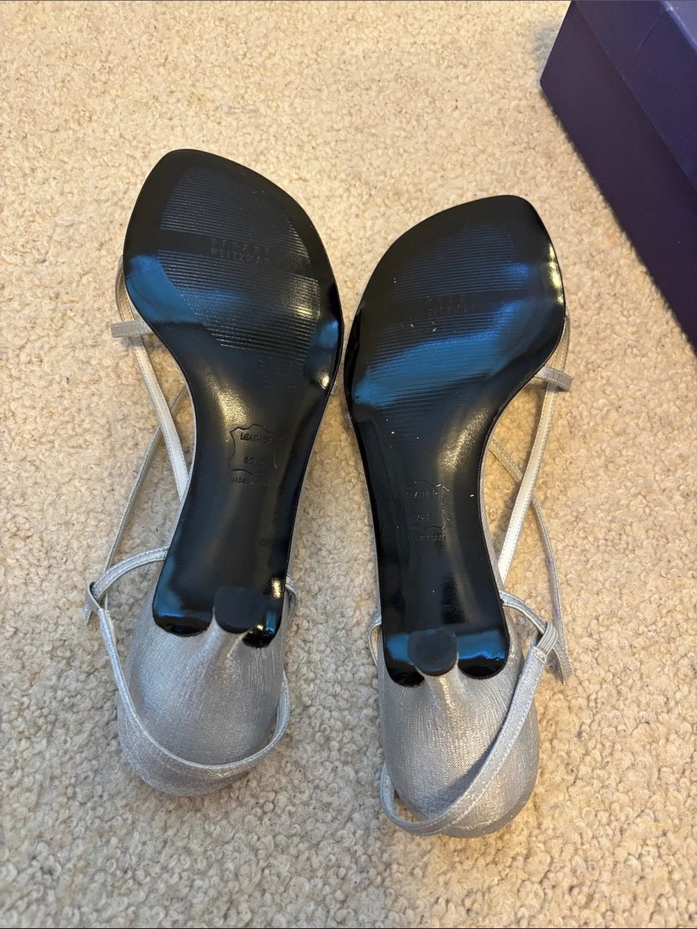 Stuart Weitzman silver kitten