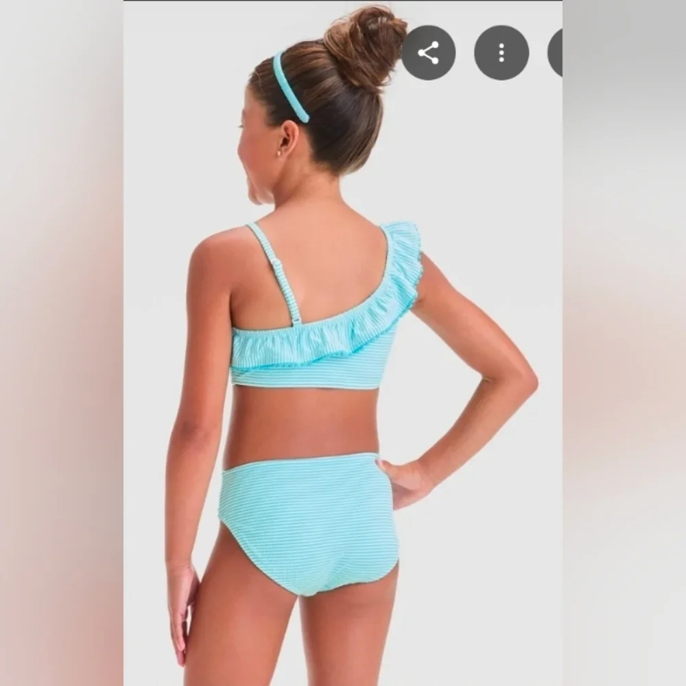 Cat & Jack Girls' Striped Bikini Set  Blue M 8