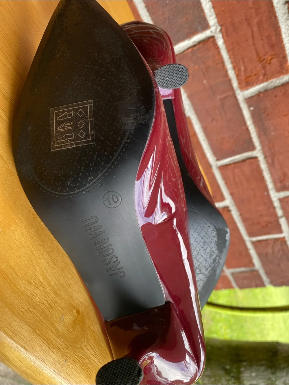 Jason Wu Stela Burgundy Patent Pointed-Toe Mid-Heel Pumps Size 10