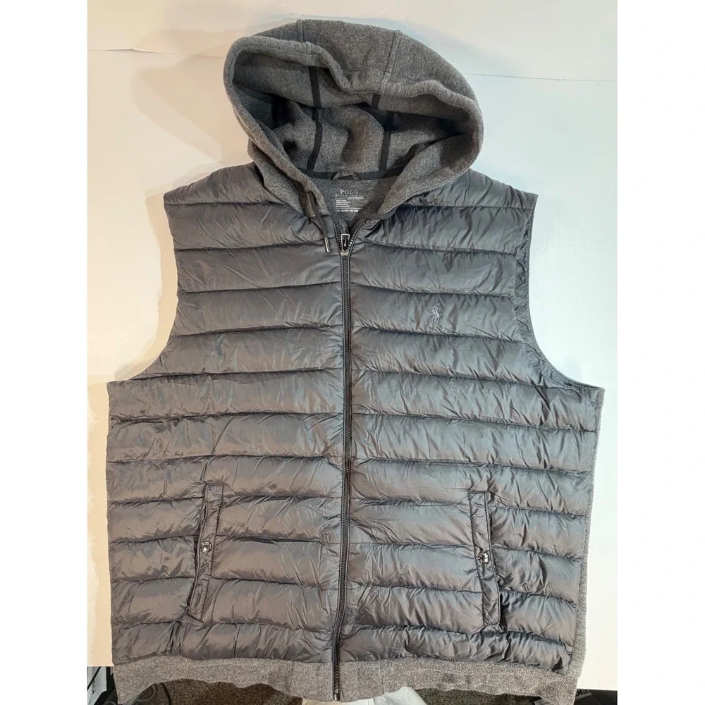 Polo Ralph Lauren Performance Hybrid Down Puffer Vest Gray Hooded Mens 2XB
