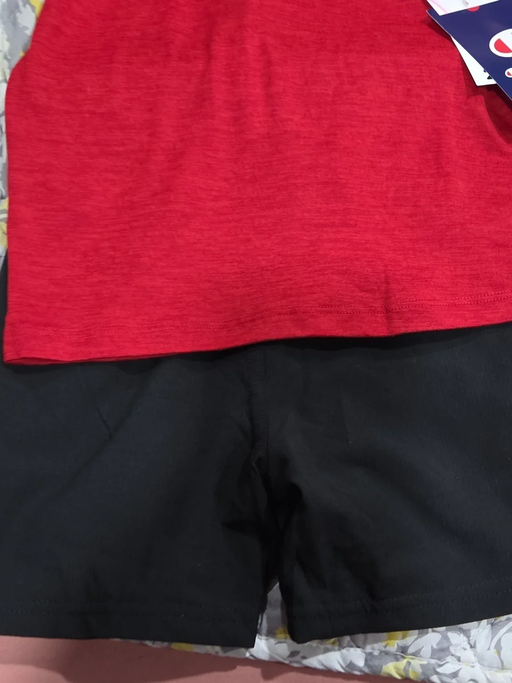 Champion Red Short Sleeve Kids Tee with Logo Tags