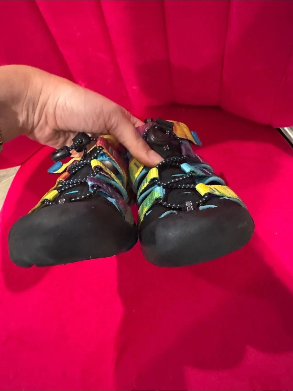Worn ONCE Keen Tie Dye Kids Rainbow Strappy Sandals outdoor shoes
