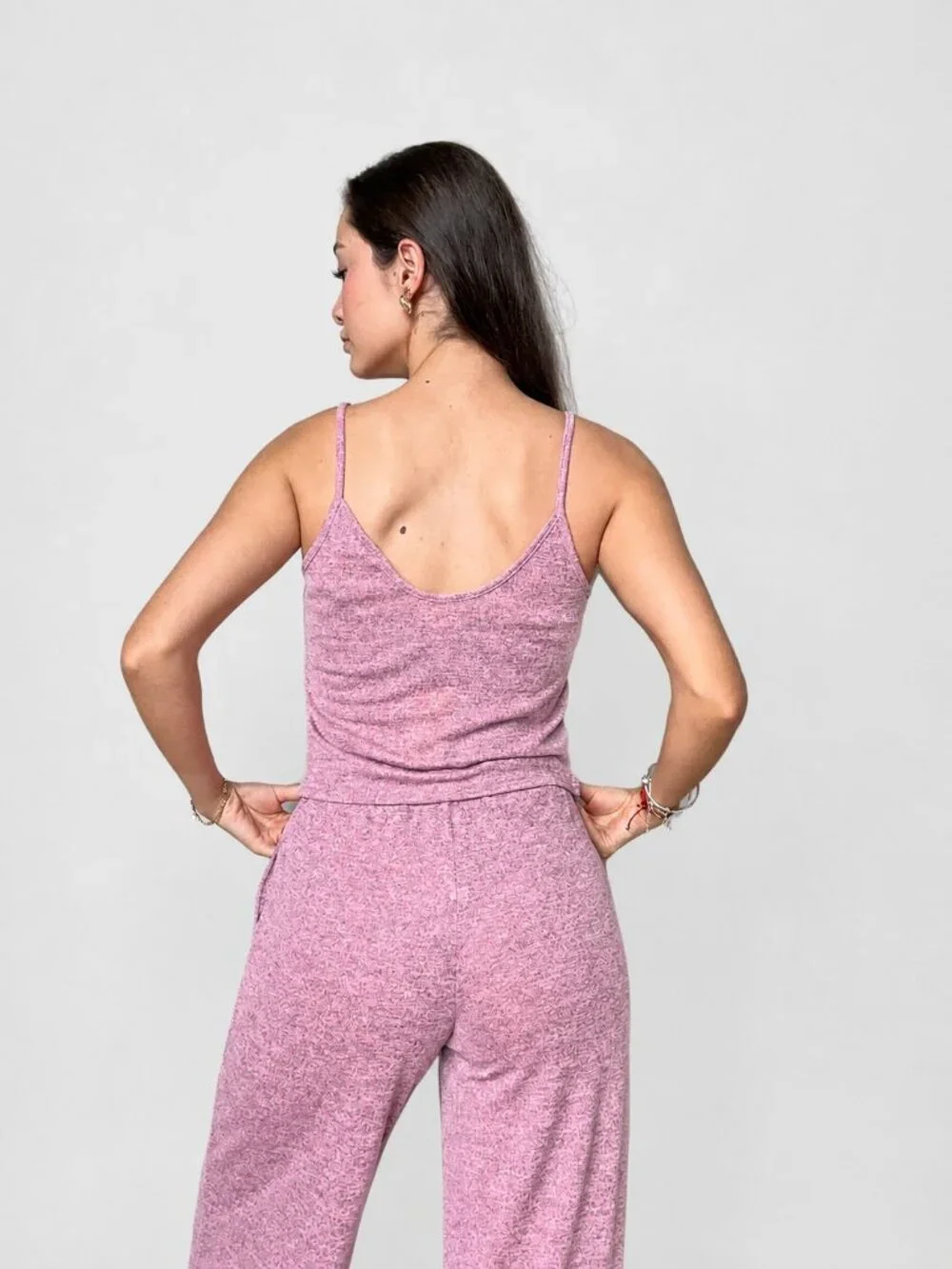 Women's Textured Cami Top & Wide Leg Pants Two-Piece Set