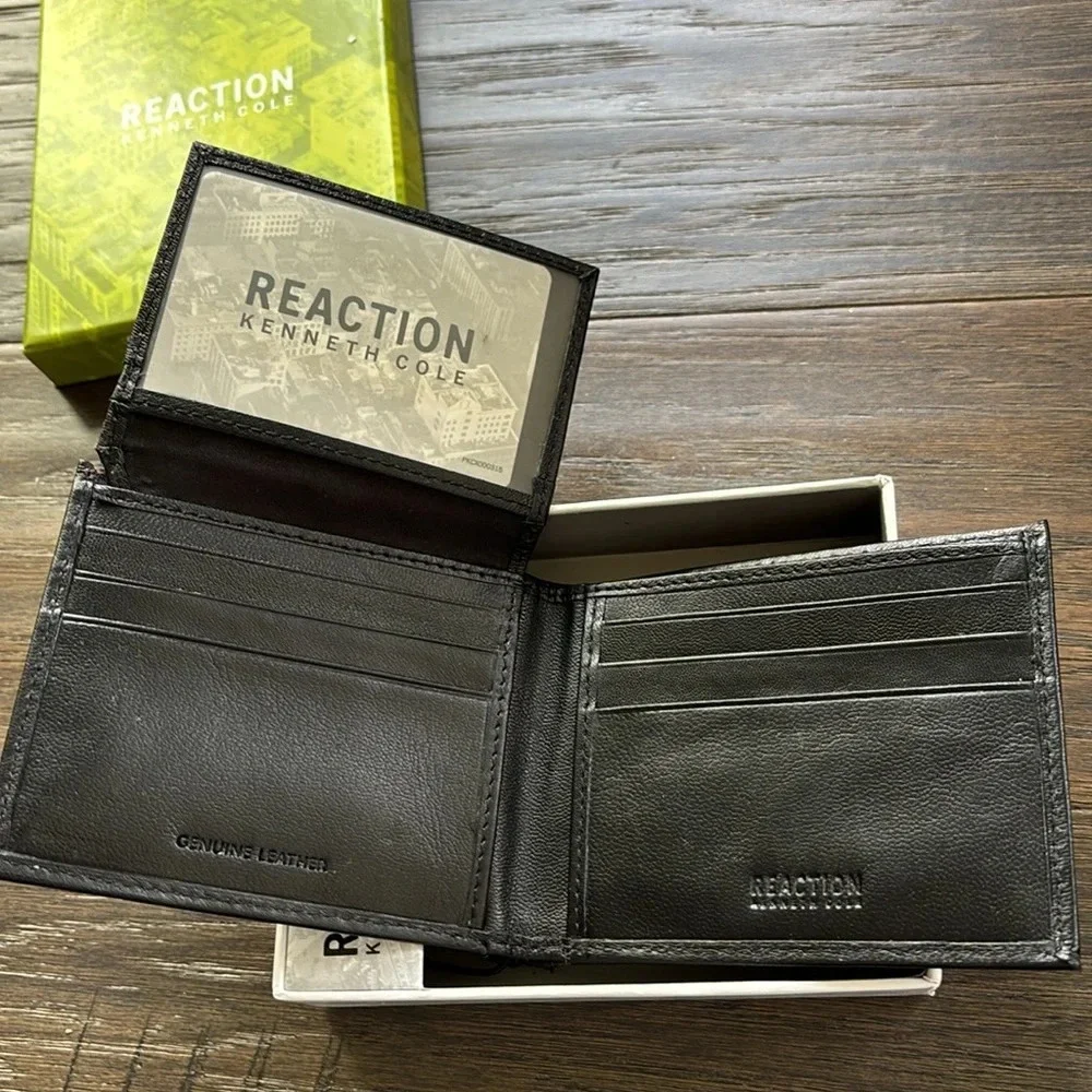 Reaction Kenneth Cole Genuine Leather black wallet/card/bill/ID holder, slim fit