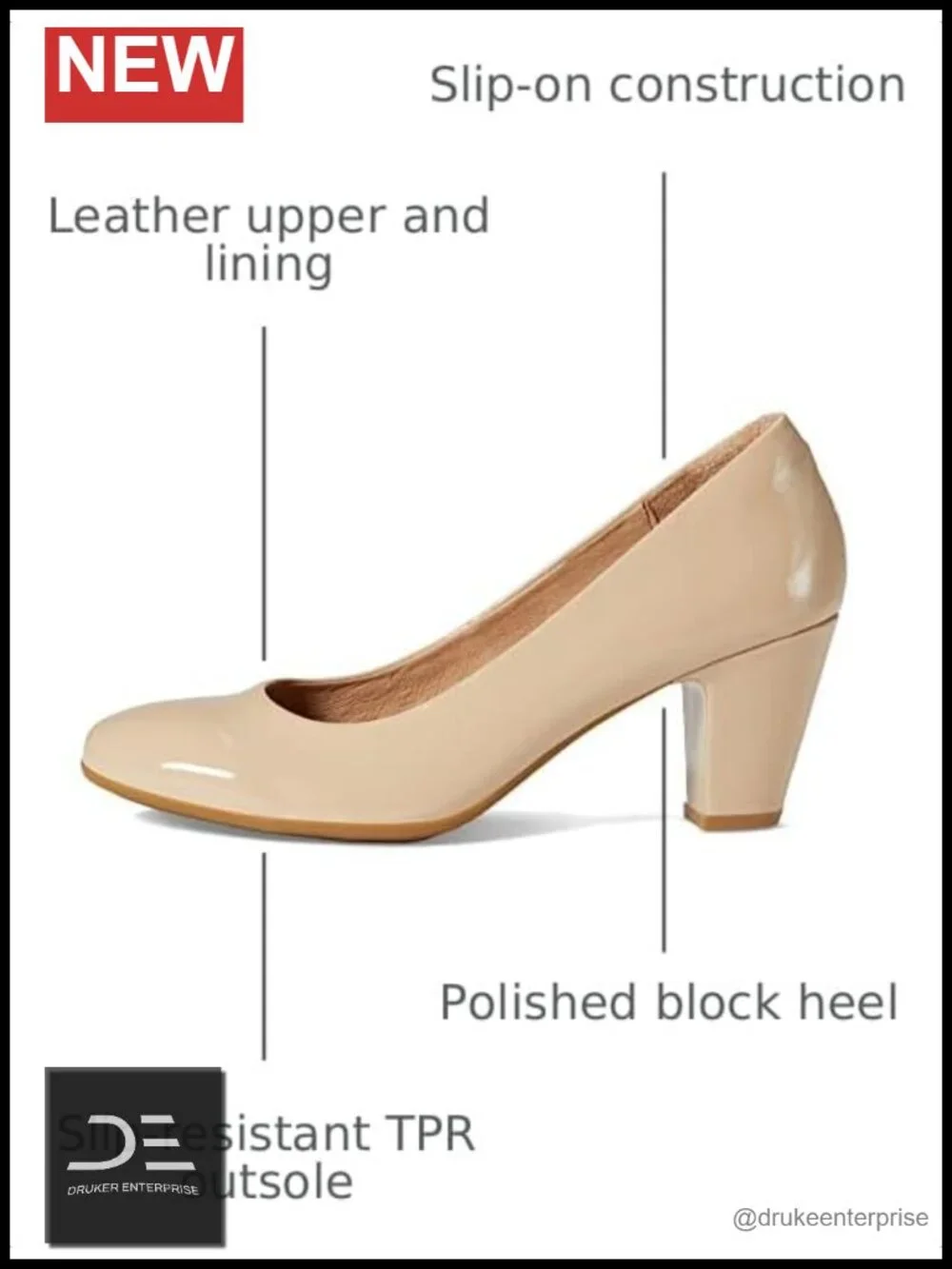Leather Block Heel Slip On Sandals Closed Toe Women's Pumps