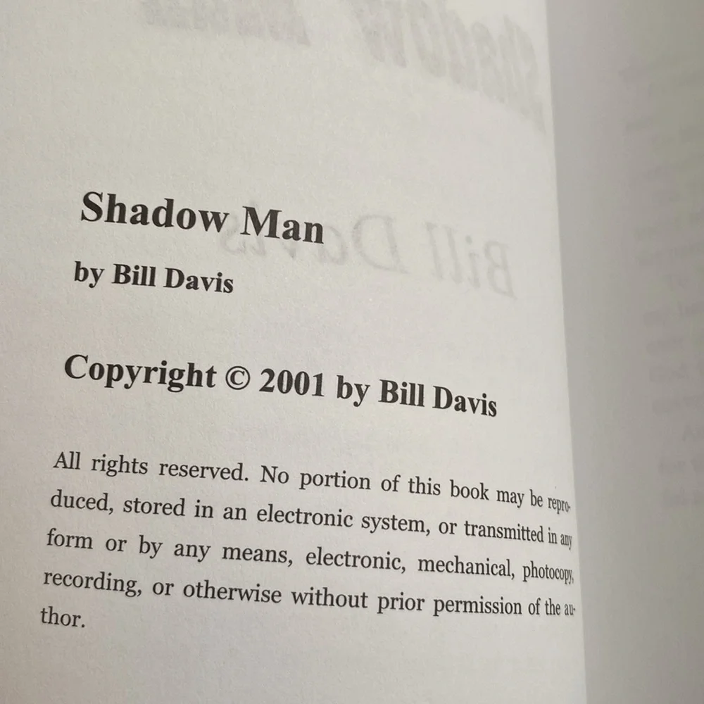 Shadow Man by Bill Davis Paperback 2001 Western Mystery Fiction Novel
