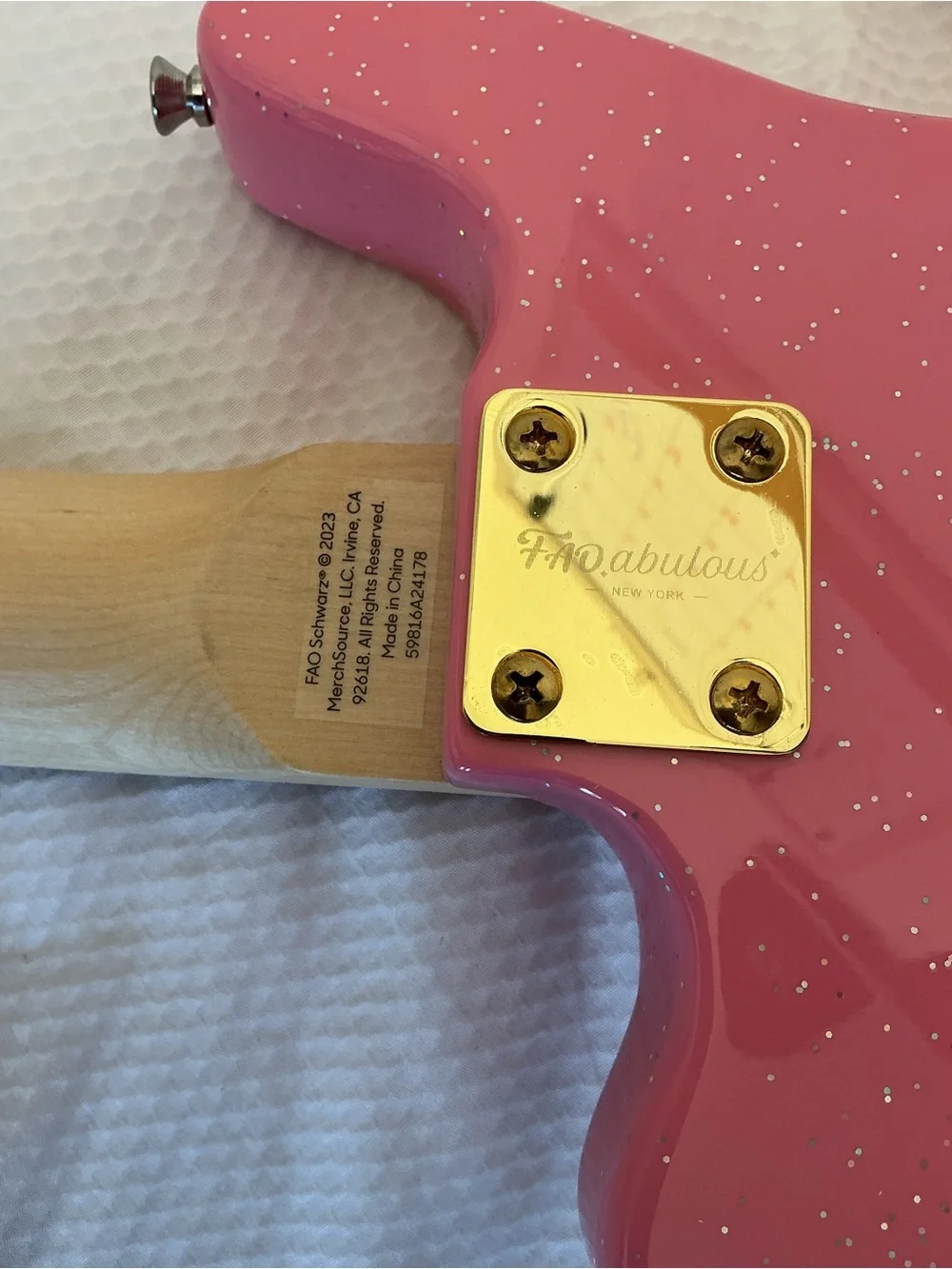 FAO Schwarz Pink Sparkle Kids Electric Guitar with Gem Accents