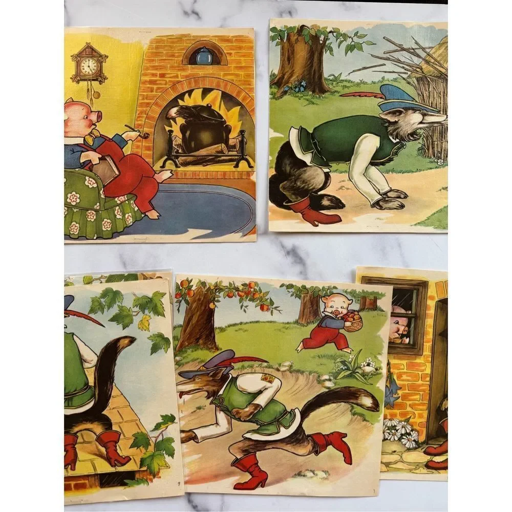 Three Little Pigs storytelling cards laminated fiction classic children’s story