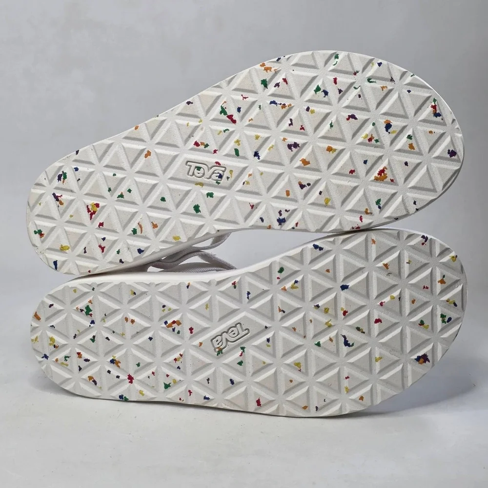 Teva Original Universal Pride Sandals Women's Size 9 White Rainbow Straps Shoes
