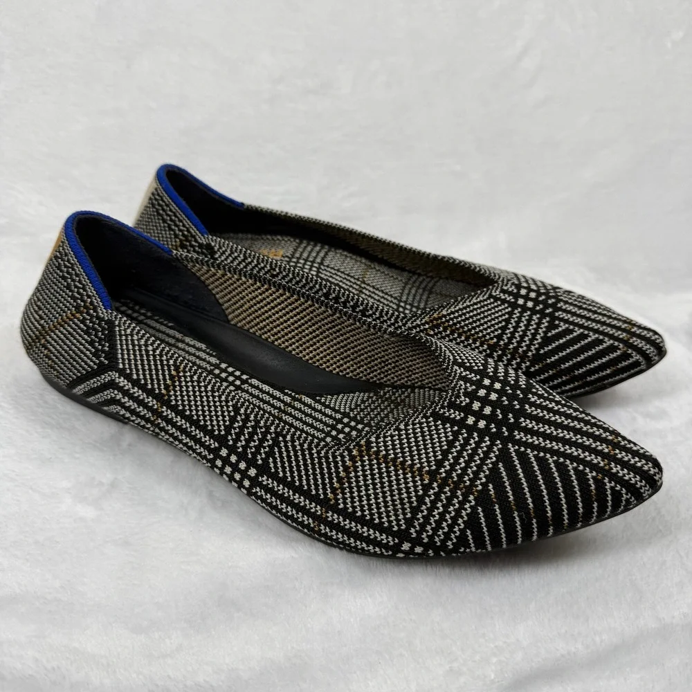 Rothy's The Point in Black Glen Plaid *RETIRED* Size‎ 8.5 RARE