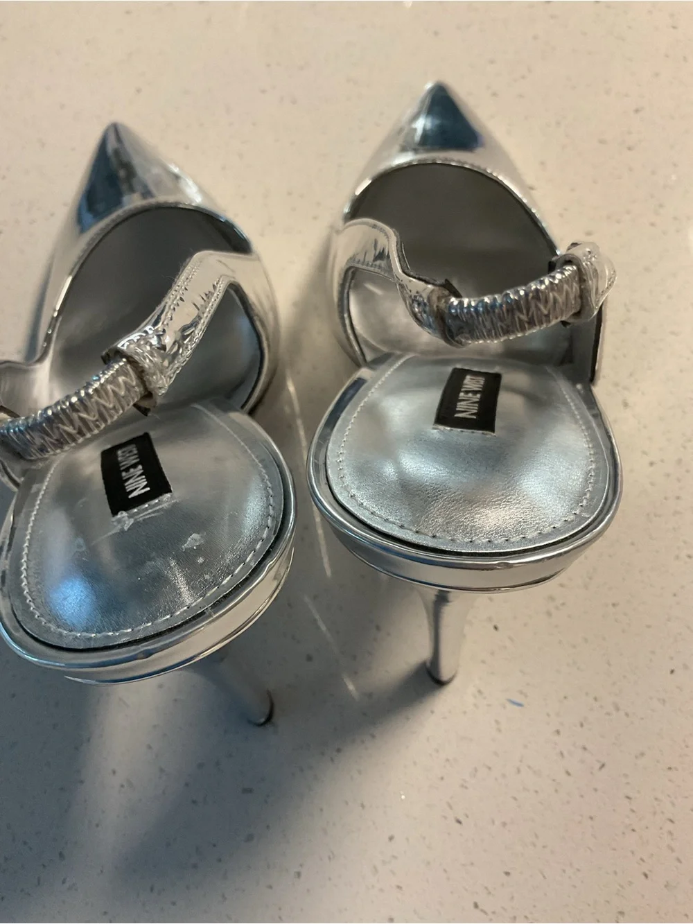 Nine West Silver Pointed Slingback Heels 11