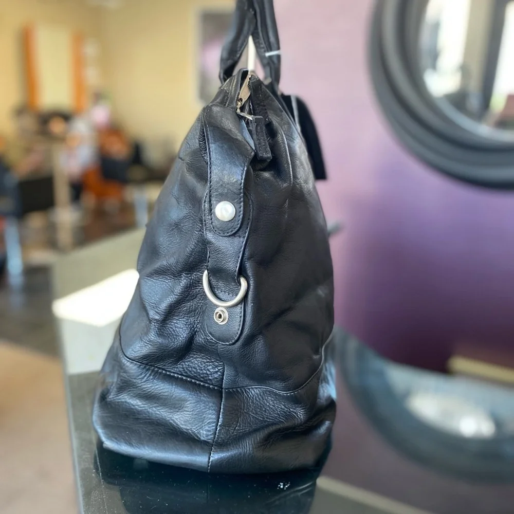 Black Leather Duffel Bag