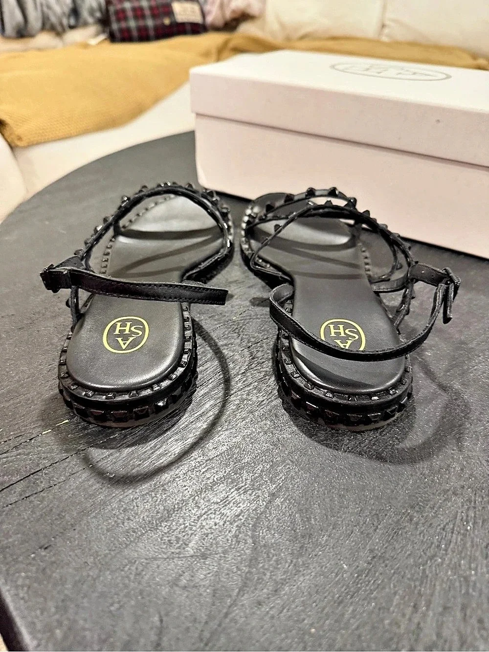Ash Peace S Studded Strappy Sandals Black EU 39 Like New