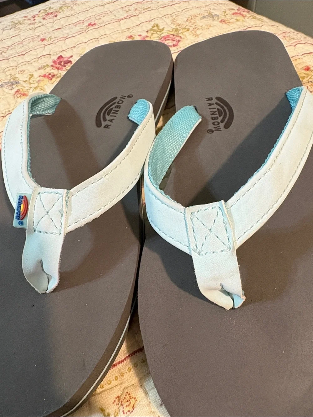 Rainbow flip flops