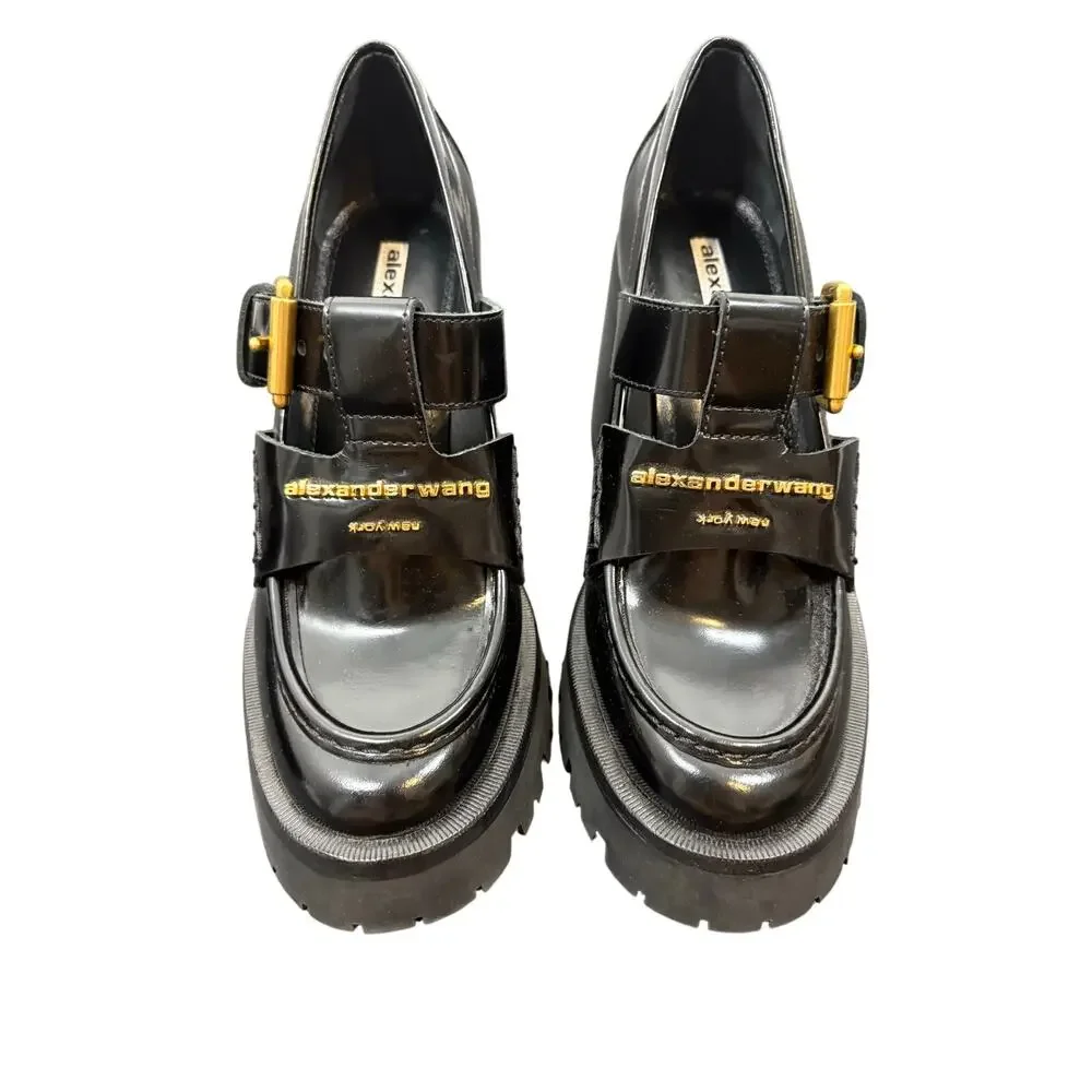 Alexander Wang Carter Platform Chunky Loafer Pump Leather Y2K Fall Statement 7.5
