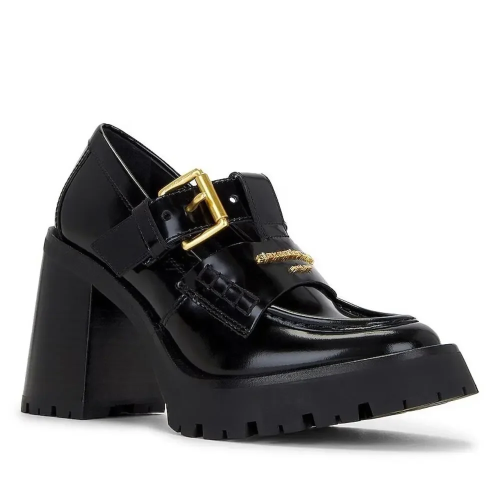 Alexander Wang Carter Platform Chunky Loafer Pump Leather Y2K Fall Statement 7.5