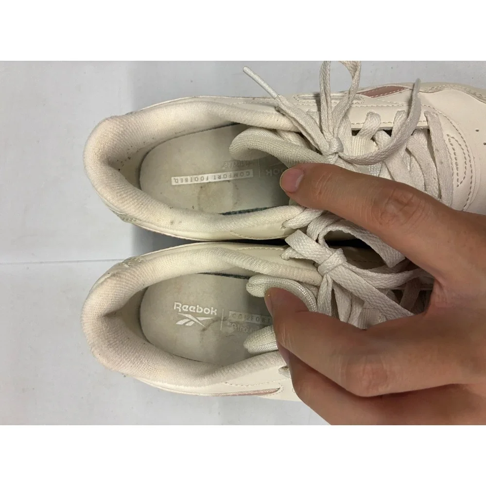 Reebok Classic Platform Sneakers Womens 7.5 Cream Rose Gold Gum Sole Athleisure