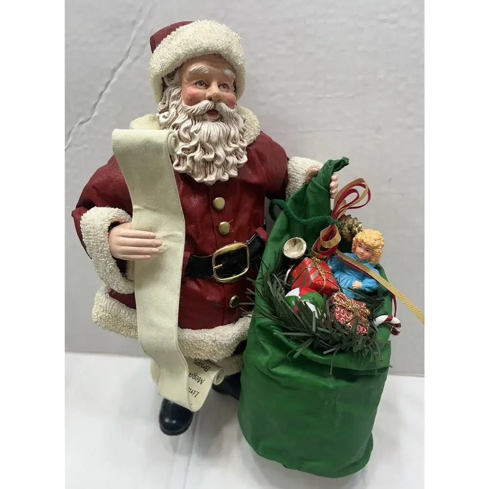 San Francisco Music Box Co Santa Claus Coming to Town Figurine Decor~ Bag & List