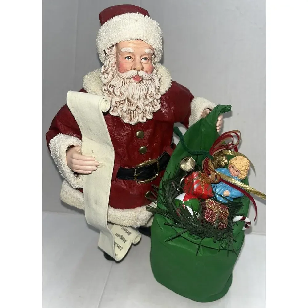 San Francisco Music Box Co Santa Claus Coming to Town Figurine Decor~ Bag & List