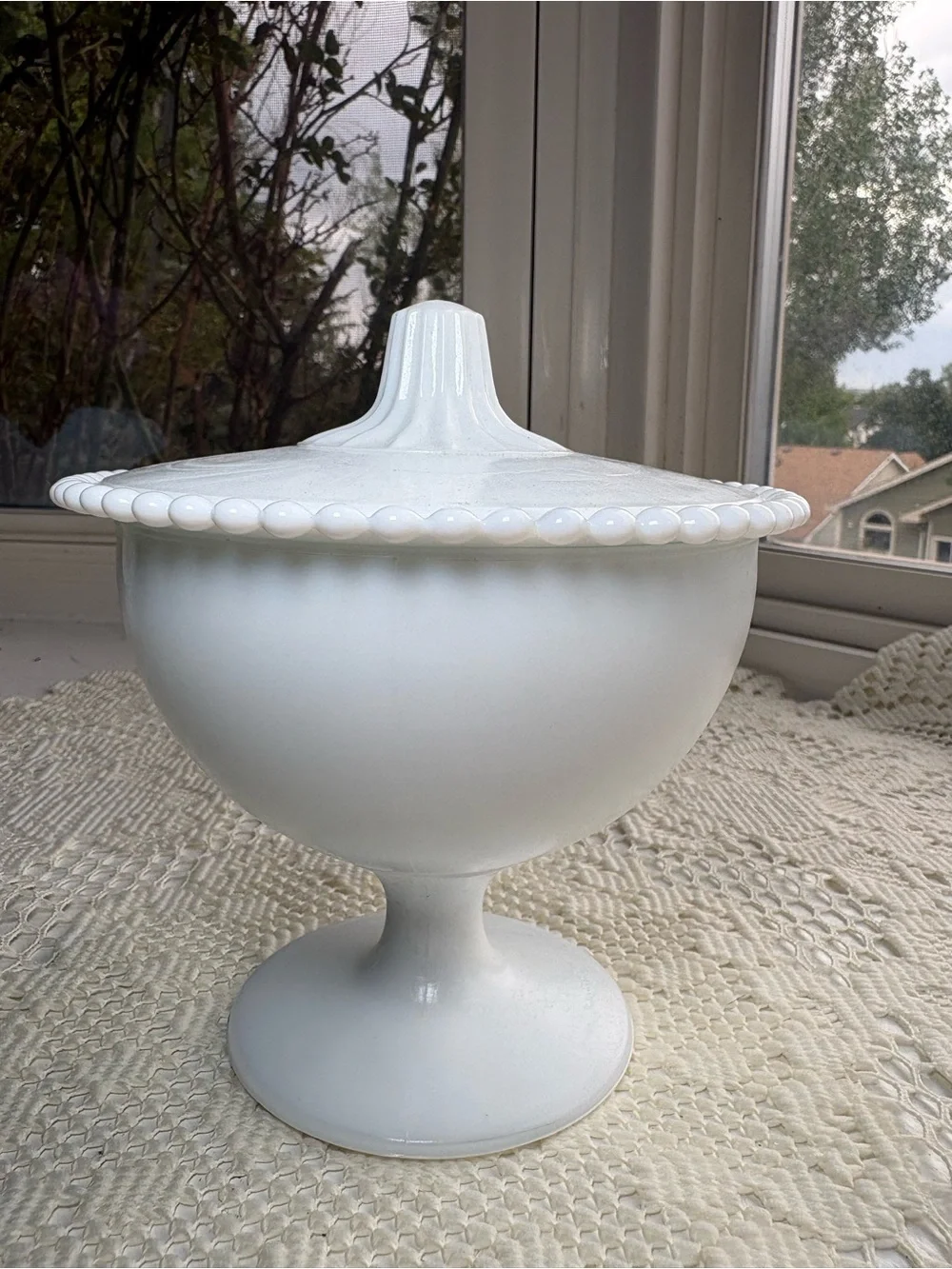 Classic White Milk Glass Covered Compote - Elegant Home Accent