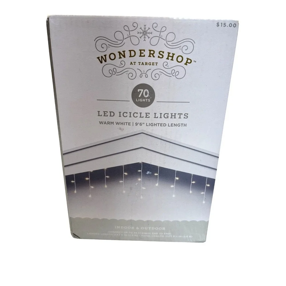 Wondershop LED Icicle Lights 70 Count Warm White 96