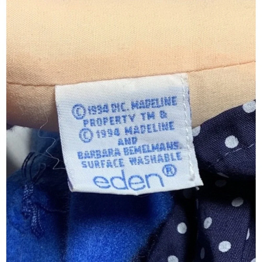 Vintage 1994 Eden Madeline Plush Doll Blue Coat and Red Yarn Hair 15