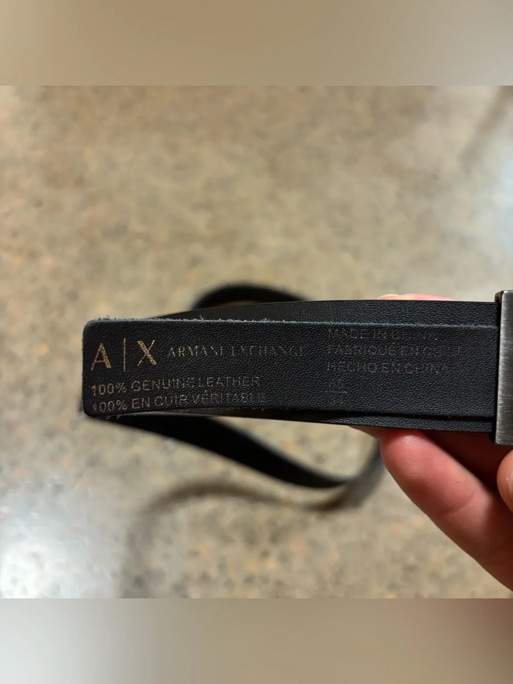 Armani Exchange Reversible Plate Buckle Leather Belt (32-36) Black, Gray