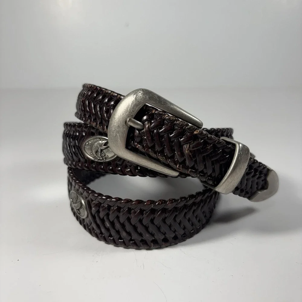 Columbia Sportswear Bonded Leather Belt Mens 40 Fish Duck Moose Buttons CSK007