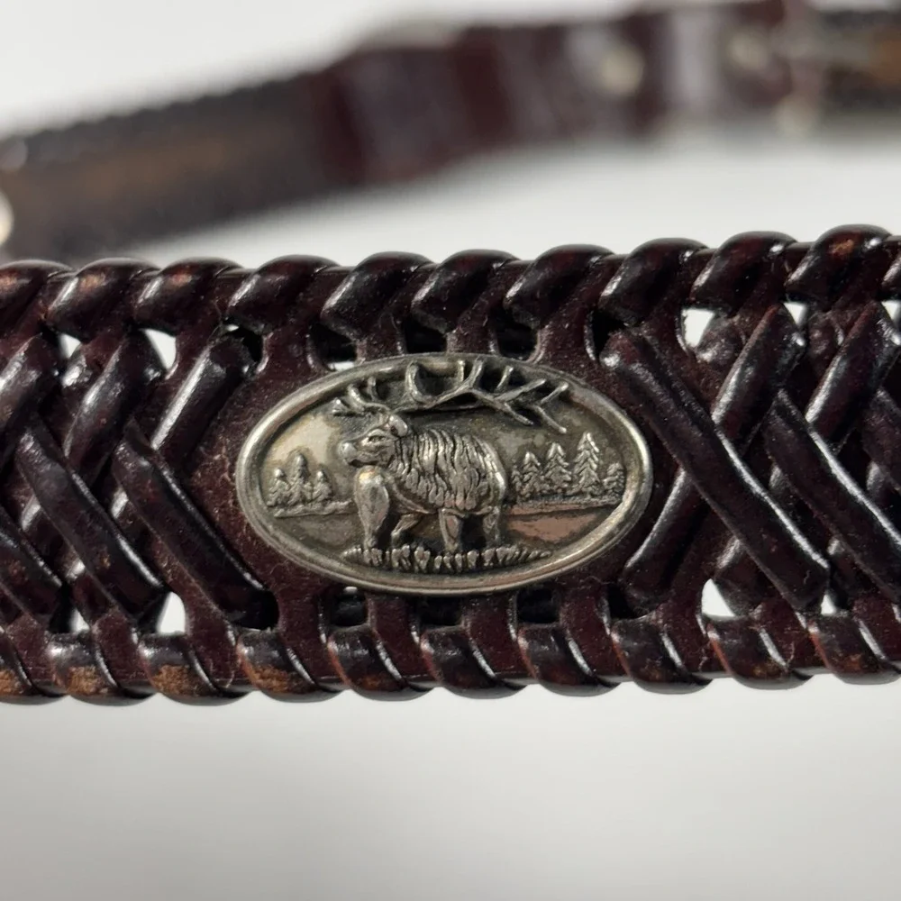 Columbia Sportswear Bonded Leather Belt Mens 40 Fish Duck Moose Buttons CSK007