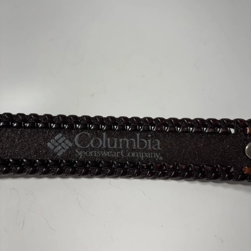 Columbia Sportswear Bonded Leather Belt Mens 40 Fish Duck Moose Buttons CSK007