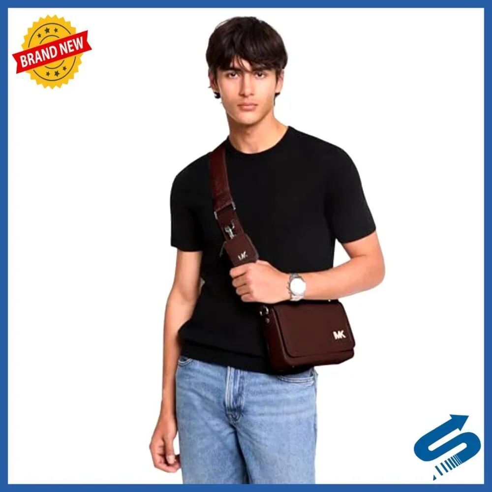 Mini Leather Crossbody Bag with Flap Closure and Pouch