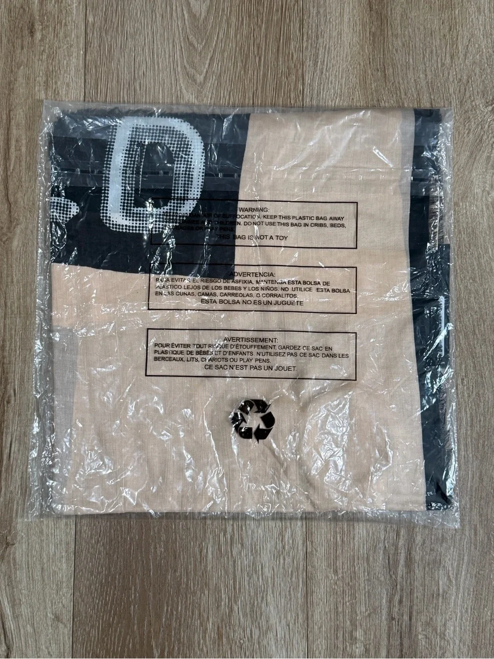 NWT Karl Lagerfeld Paris Logo Print Modal Silk Scarf Wrap Beige Black Barley