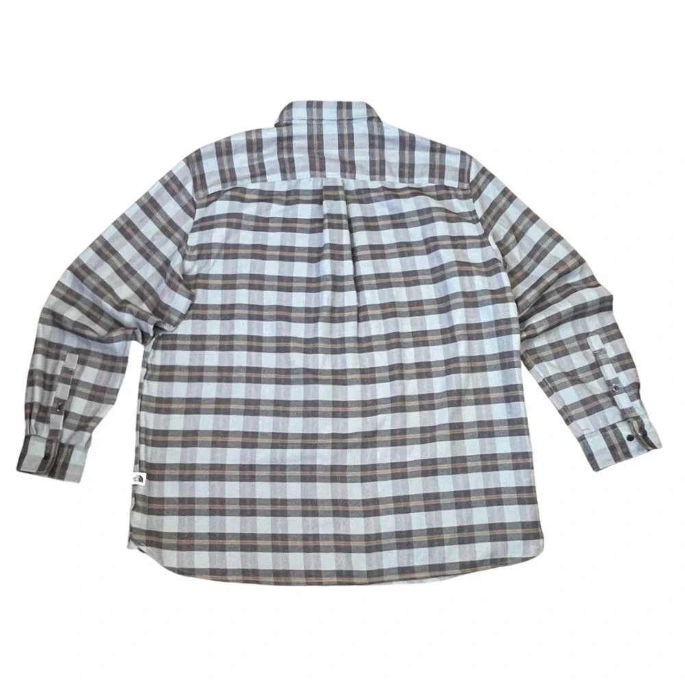The North Face Mens XXL Blue Plaid Flannel Long Sleeve Button‎ Down Shirt Logo