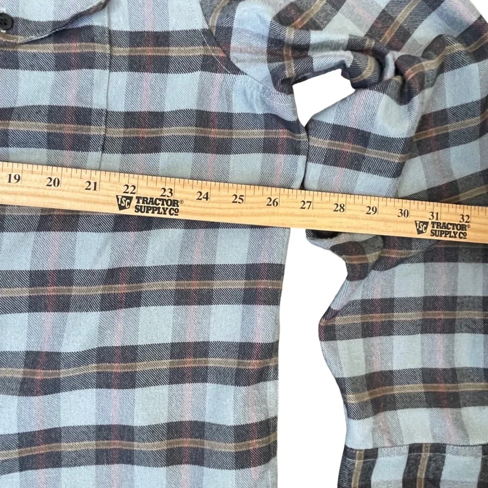The North Face Mens XXL Blue Plaid Flannel Long Sleeve Button‎ Down Shirt Logo