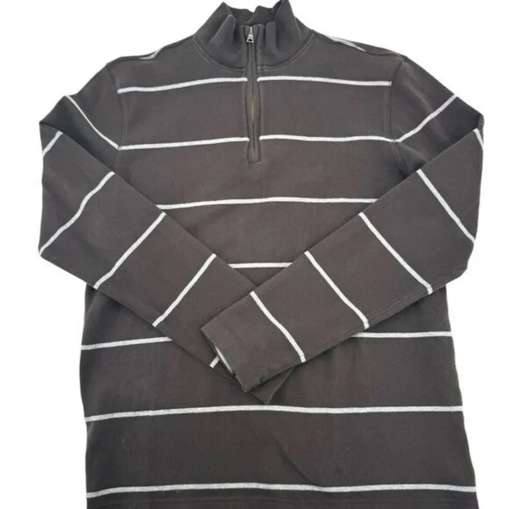 Banana Republic Soft Cotton Blend 1/4 Zip Striped Sweater‎ Men's Medium