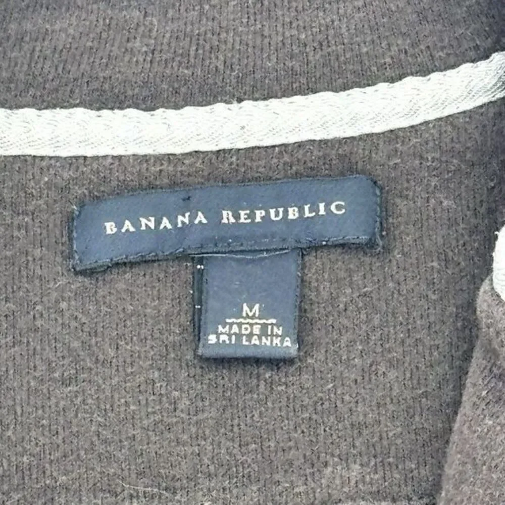 Banana Republic Soft Cotton Blend 1/4 Zip Striped Sweater‎ Men's Medium