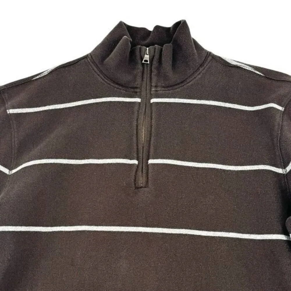 Banana Republic Soft Cotton Blend 1/4 Zip Striped Sweater‎ Men's Medium