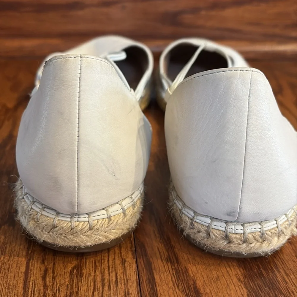 Eileen Fisher LEE whitewash leather espadrille flats elasticized straps size 11
