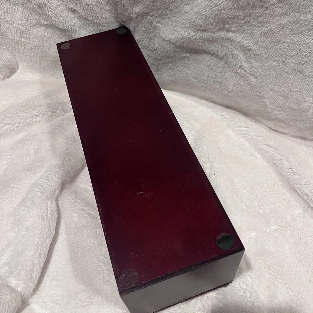 Antique Vintage Asian‎ Wood Sliding Top Box Cherry Red 14.75
