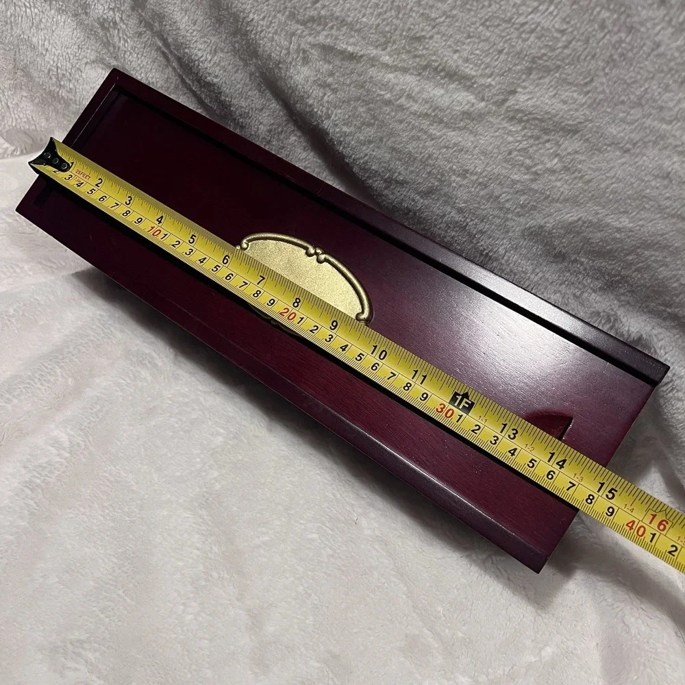 Antique Vintage Asian‎ Wood Sliding Top Box Cherry Red 14.75