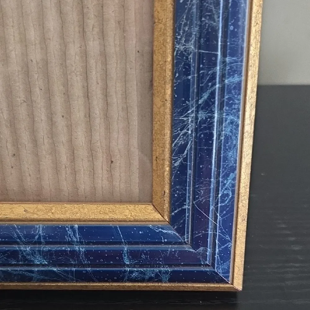 Elegant Blue and Gold Picture Frame