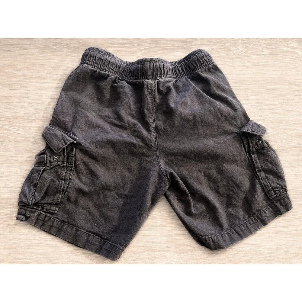 Old Navy Boys Size 8 Gray Cargo Shorts Drawstring Elastic Waist Linen Blend