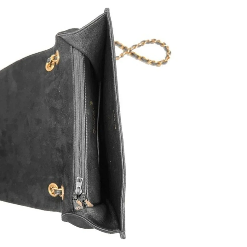CHANEL black suede