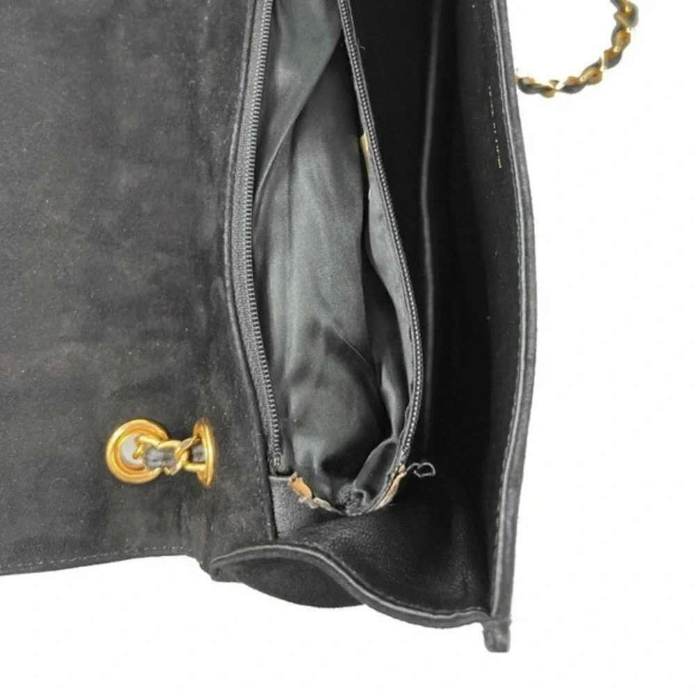 CHANEL black suede